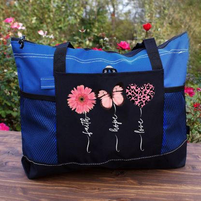 Faith Love Hope Flower Butterfly Heart Christian Tote Bag