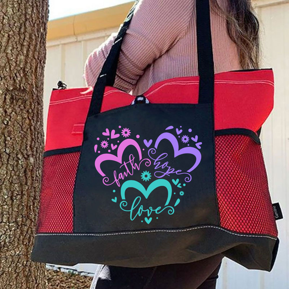 Faith Love Hope Heart Premium Tote Bag