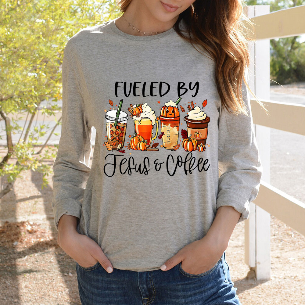 Funny Fueled By Coffee Jesus Long Sleeve T-Shirt