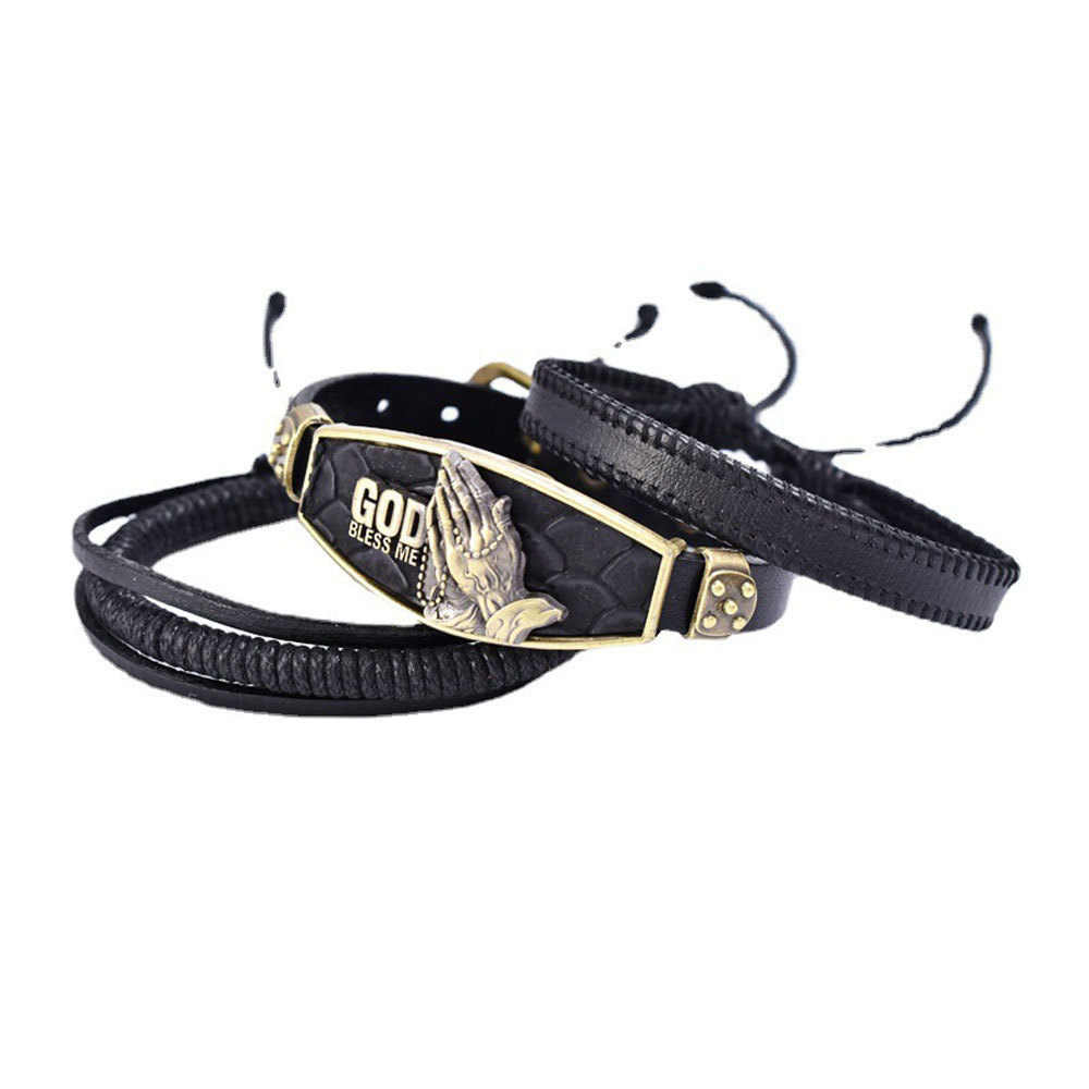 God Bless Me Leather Bracelet