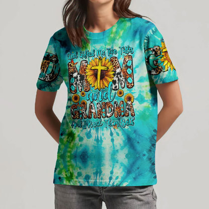 God Gifted Me Two Titles Mom And Grandma All Over Print Shirt