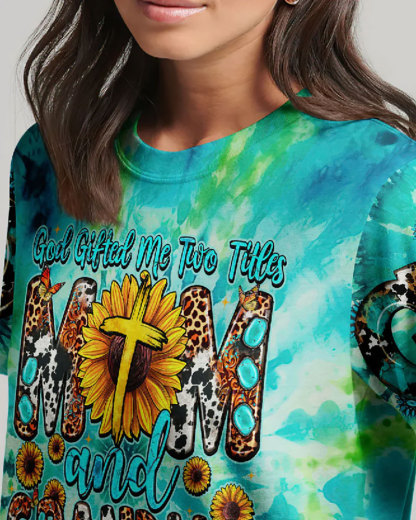 God Gifted Me Two Titles Mom And Grandma All Over Print Shirt