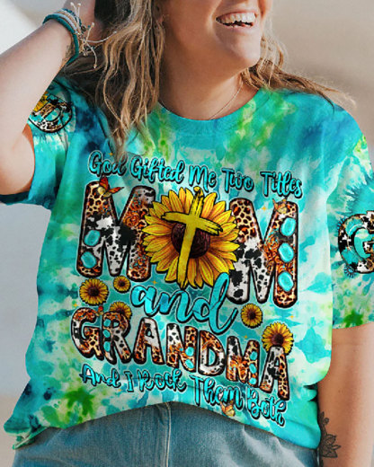 God Gifted Me Two Titles Mom And Grandma All Over Print Shirt