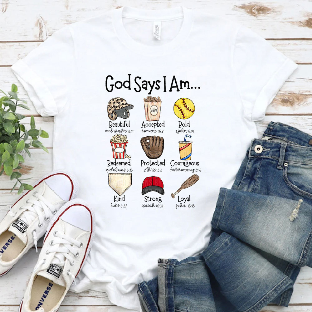 God Says I Am Softball T-Shirt