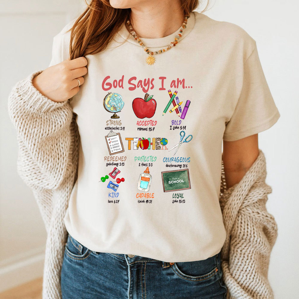 God Says I Am Strong Teacher T-Shirt