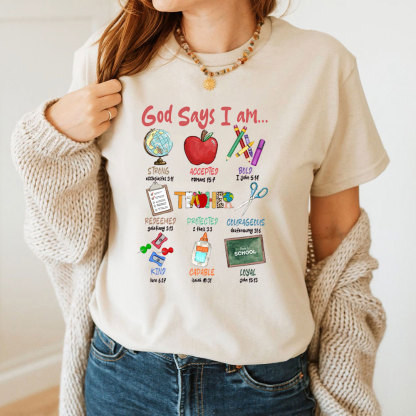 God Says I Am Strong Teacher T-Shirt