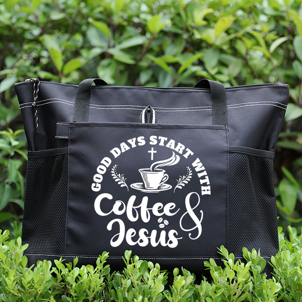 Good Days Start with Coffee and Jesus Premium Tote Bag