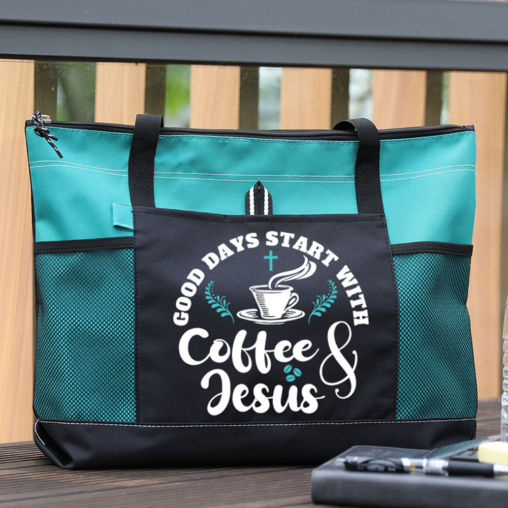Good Days Start with Coffee and Jesus Premium Tote Bag
