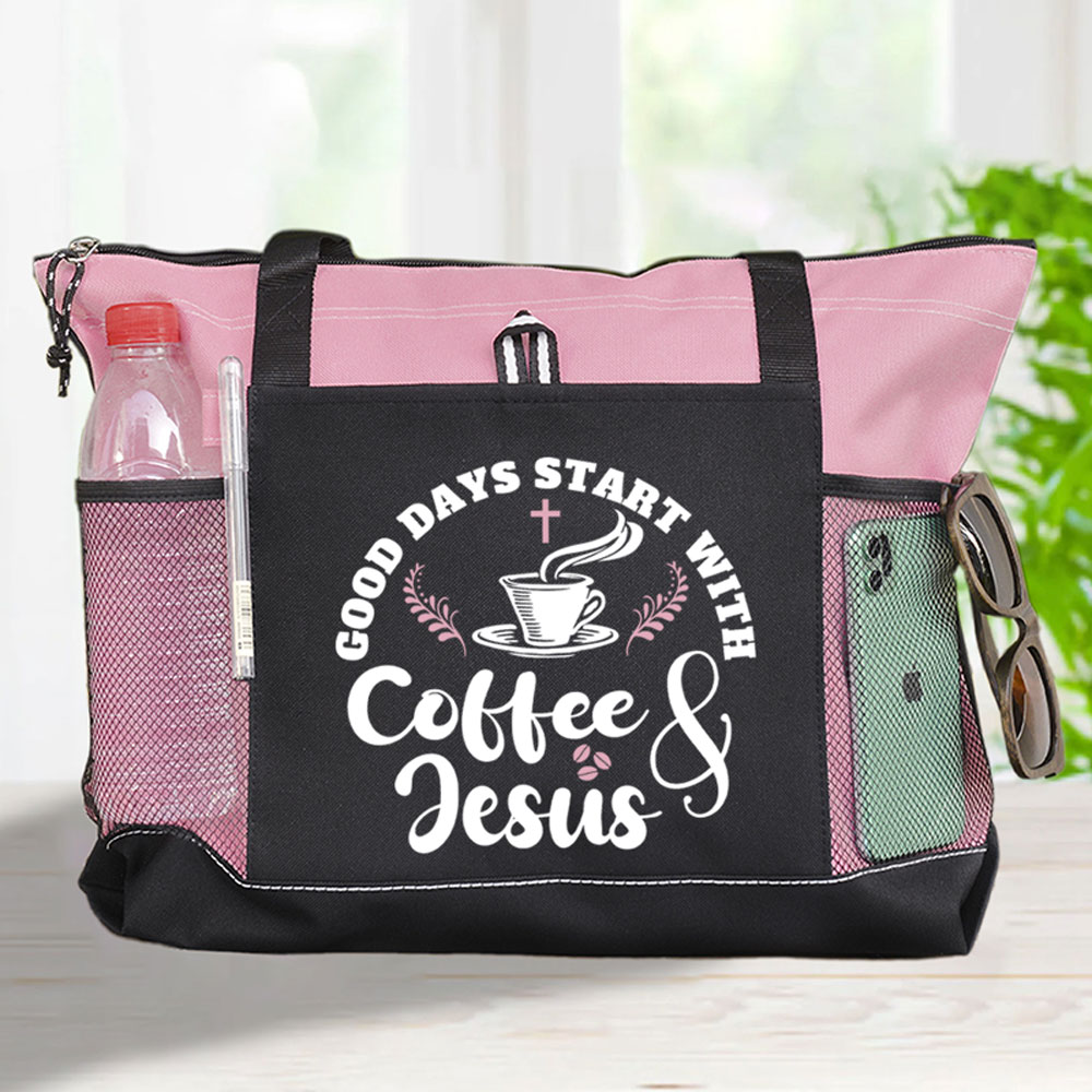 Good Days Start with Coffee and Jesus Premium Tote Bag