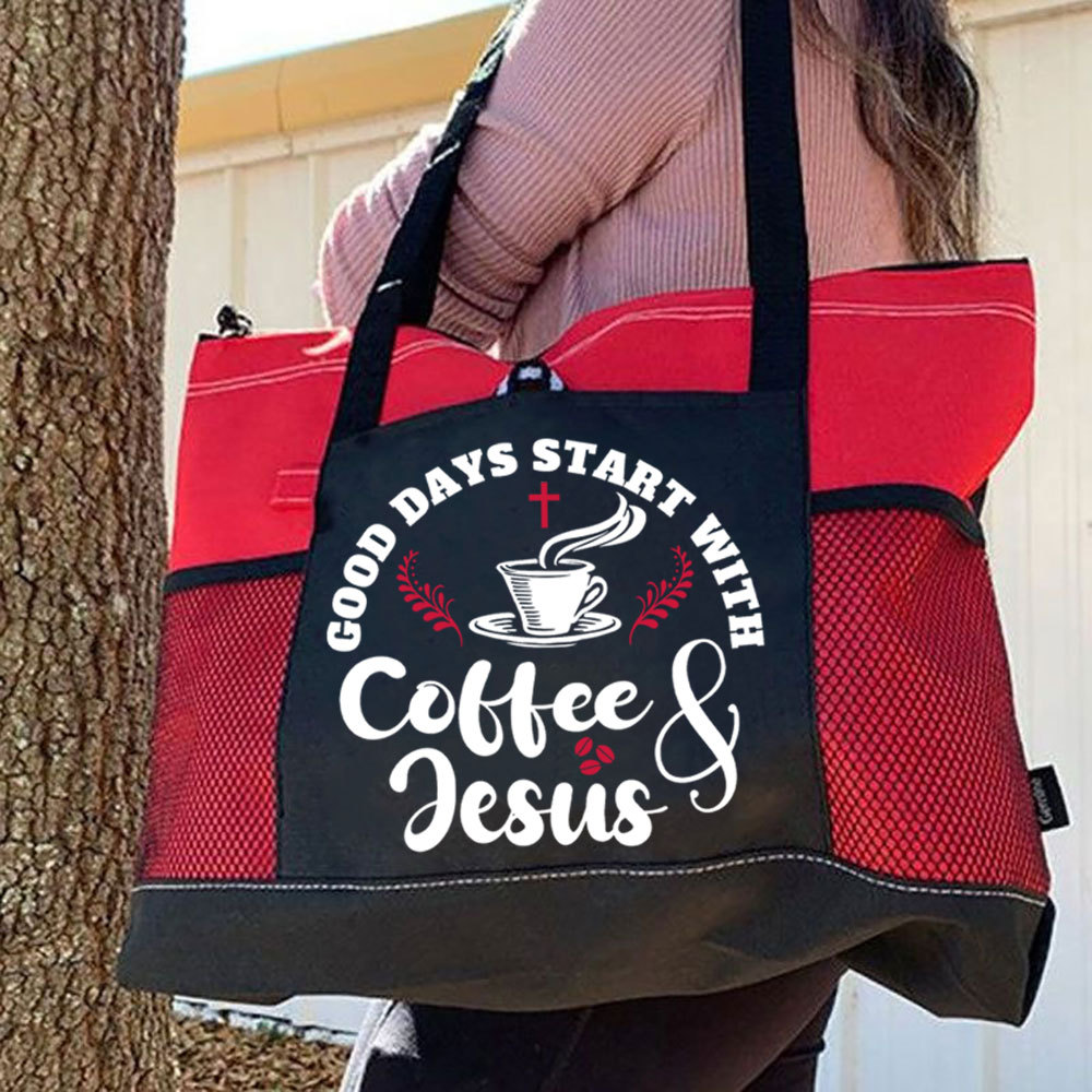 Good Days Start with Coffee and Jesus Premium Tote Bag
