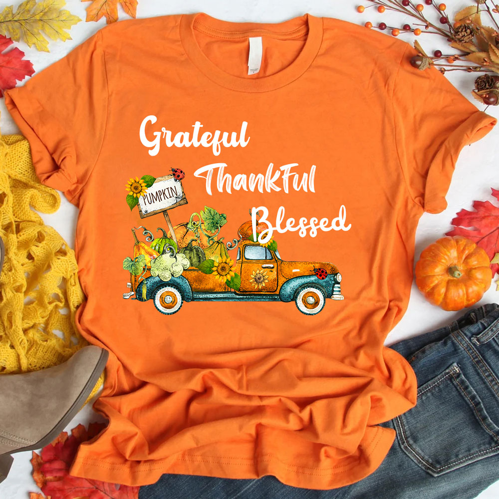 Grateful Thankful Blessed Thanksgiving T-Shirt
