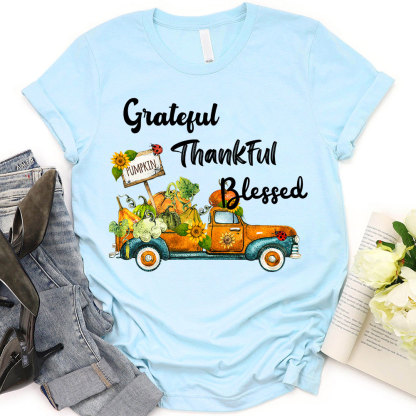 Grateful Thankful Blessed Thanksgiving T-Shirt
