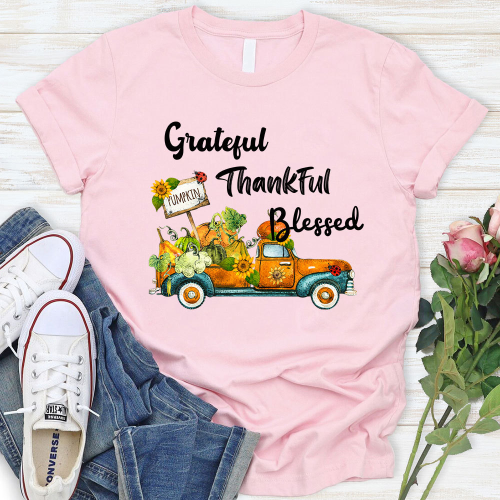 Grateful Thankful Blessed Thanksgiving T-Shirt