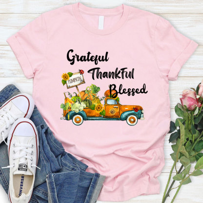 Grateful Thankful Blessed Thanksgiving T-Shirt