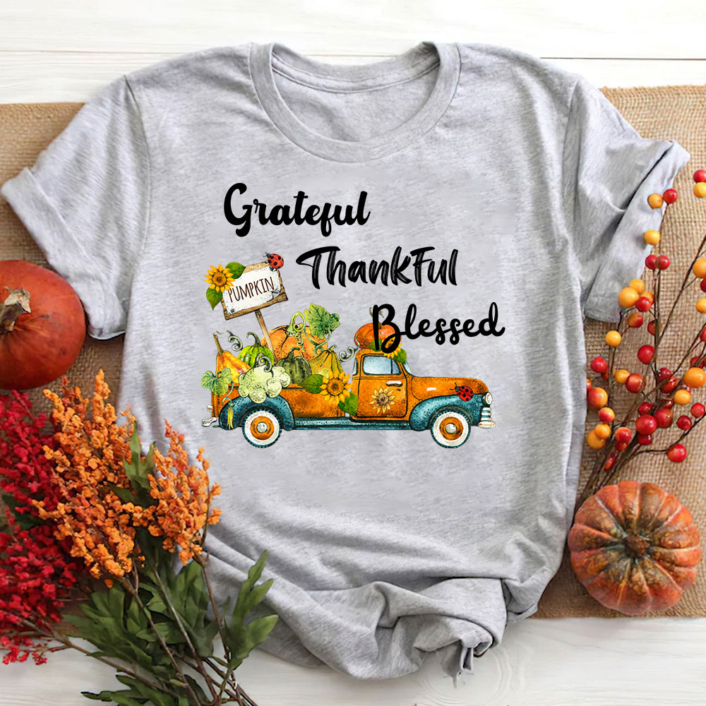 Grateful Thankful Blessed Thanksgiving T-Shirt