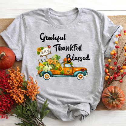Grateful Thankful Blessed Thanksgiving T-Shirt