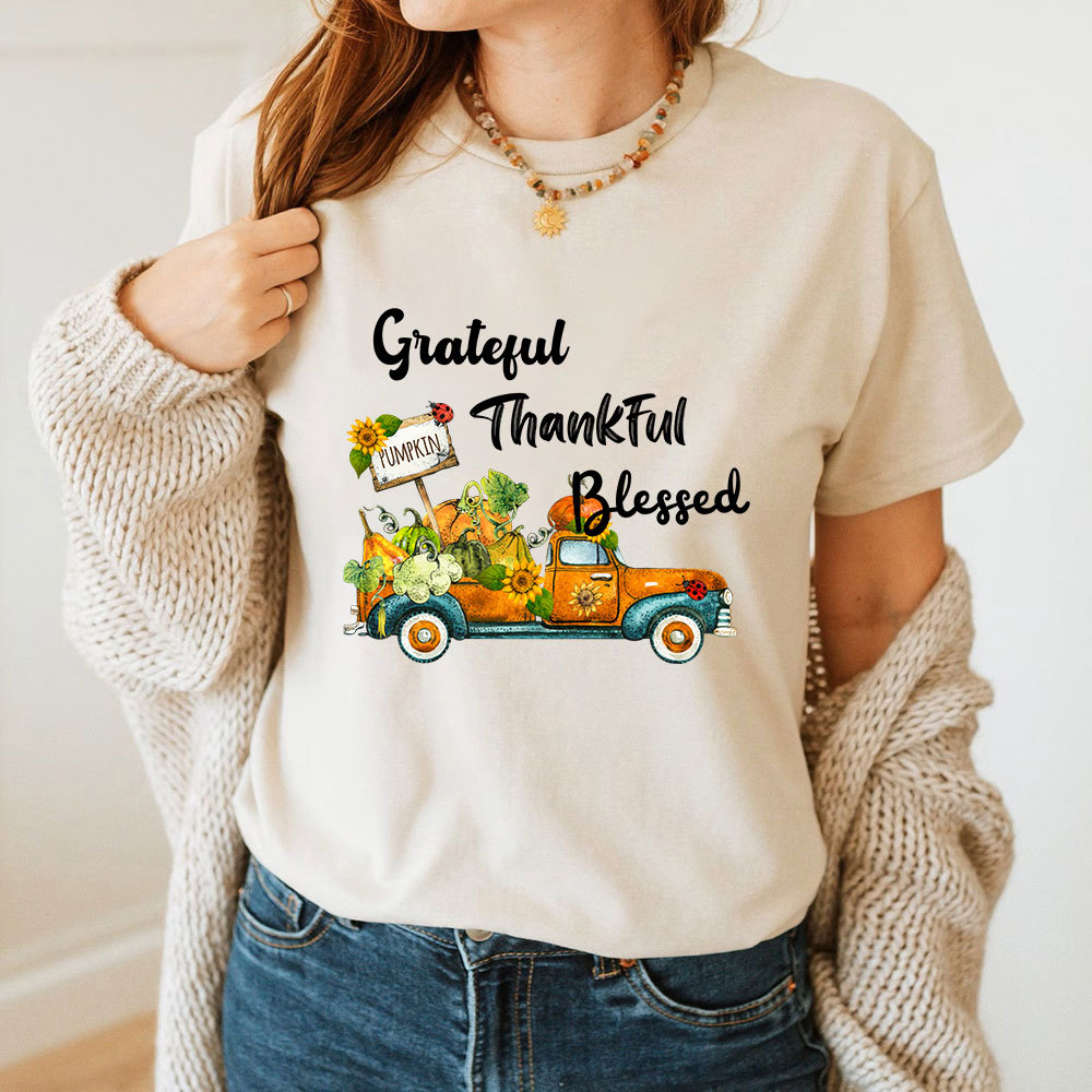 Grateful Thankful Blessed Thanksgiving T-Shirt