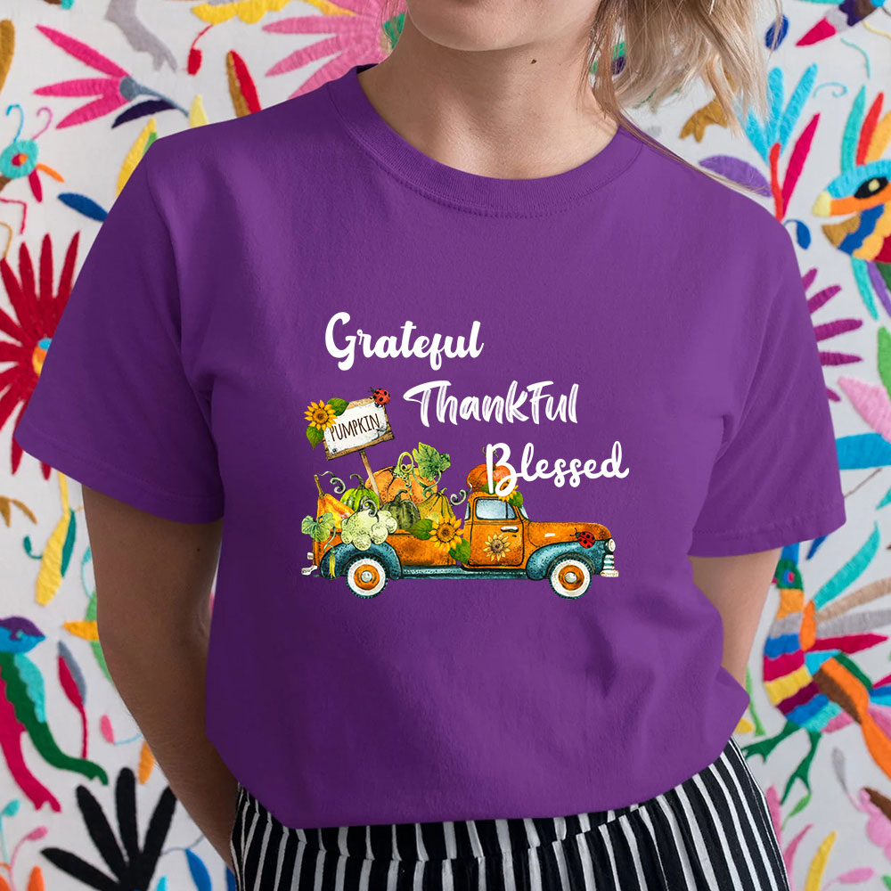 Grateful Thankful Blessed Thanksgiving T-Shirt