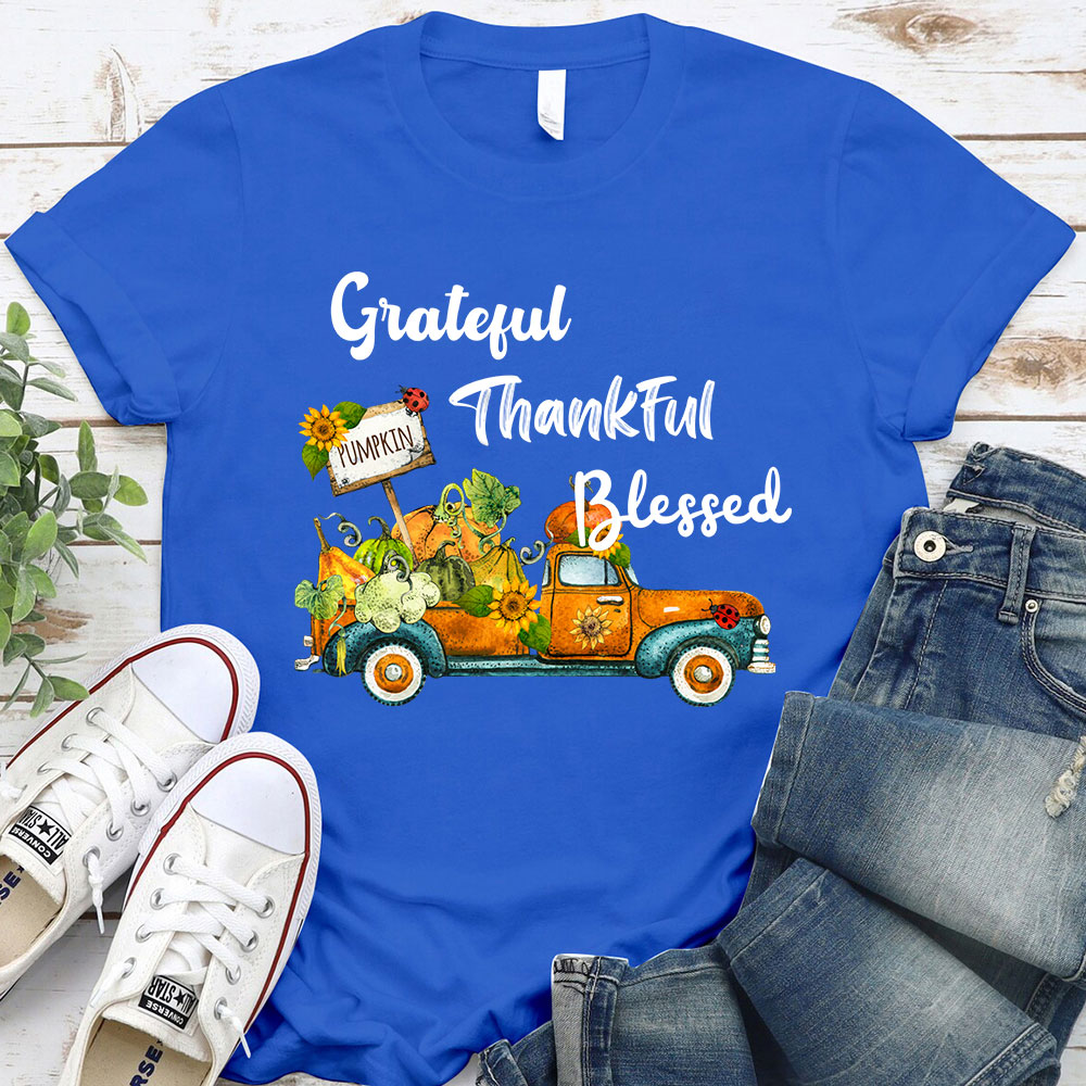 Grateful Thankful Blessed Thanksgiving T-Shirt