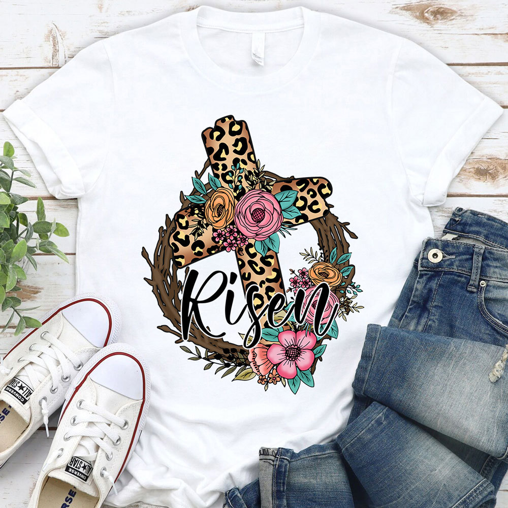 He Is Risen Cross Christian Religious Easter Shirt