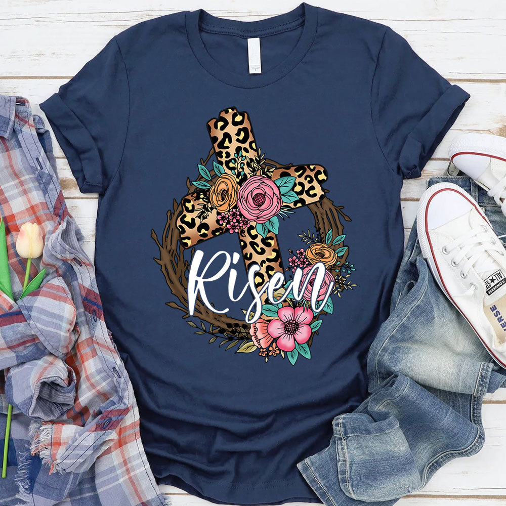 He Is Risen Cross Christian Religious Easter Shirt