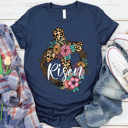 He Is Risen Cross Christian Religious Easter Shirt