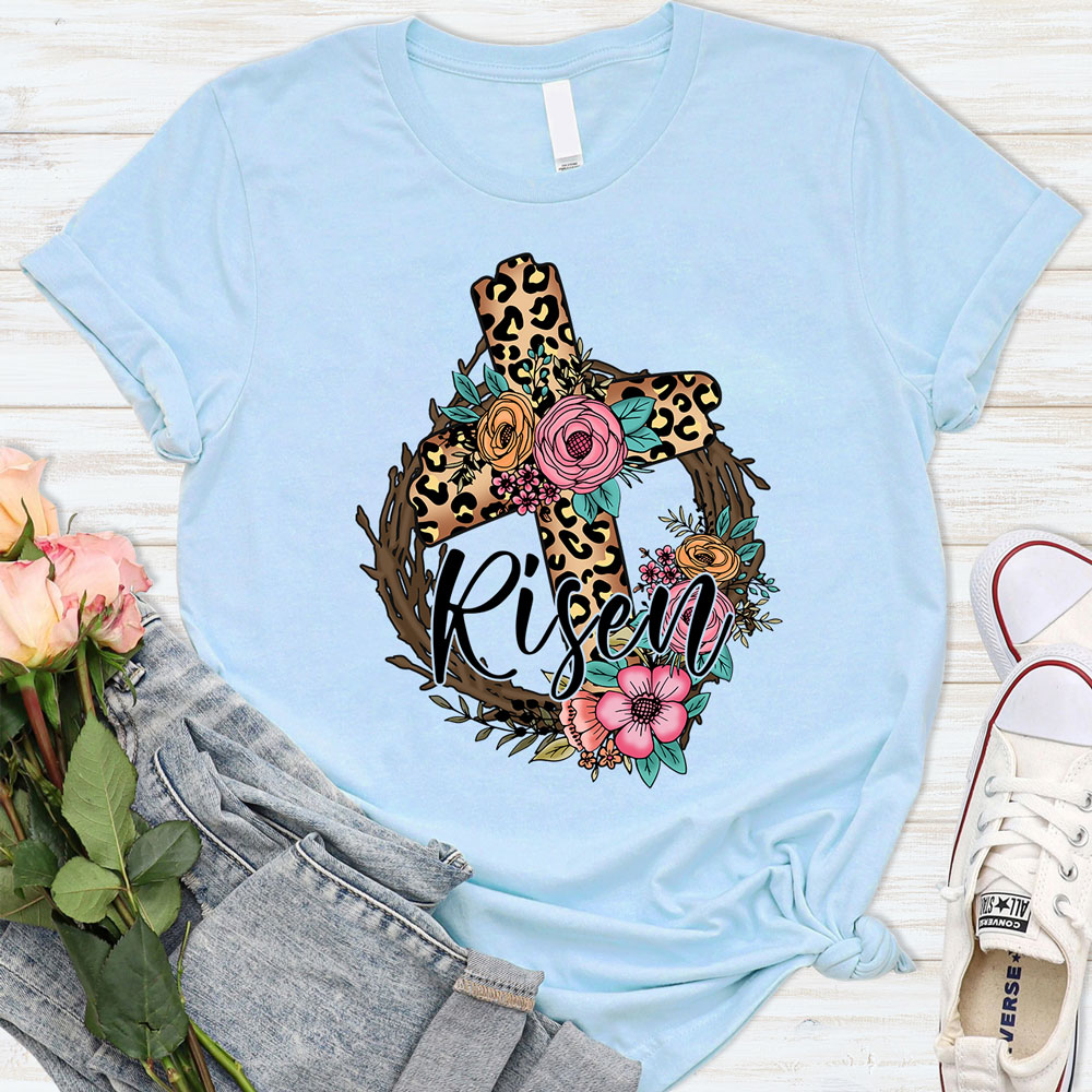 He Is Risen Cross Christian Religious Easter Shirt