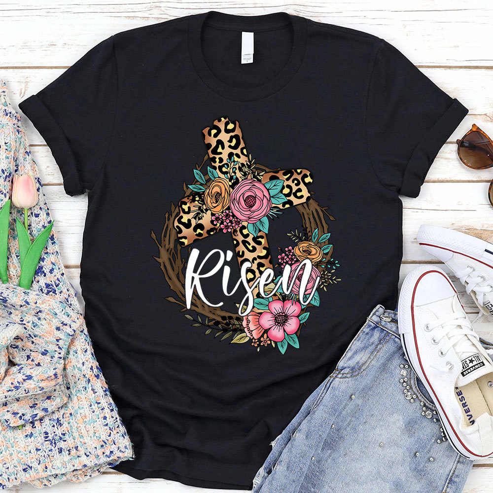 He Is Risen Cross Christian Religious Easter Shirt