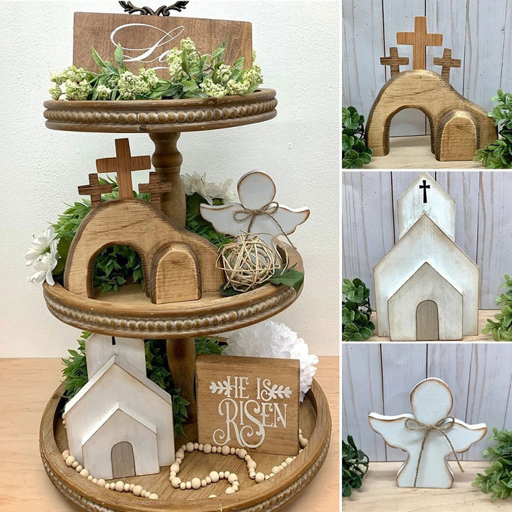 He Is Risen Easter Tier Tray Decor