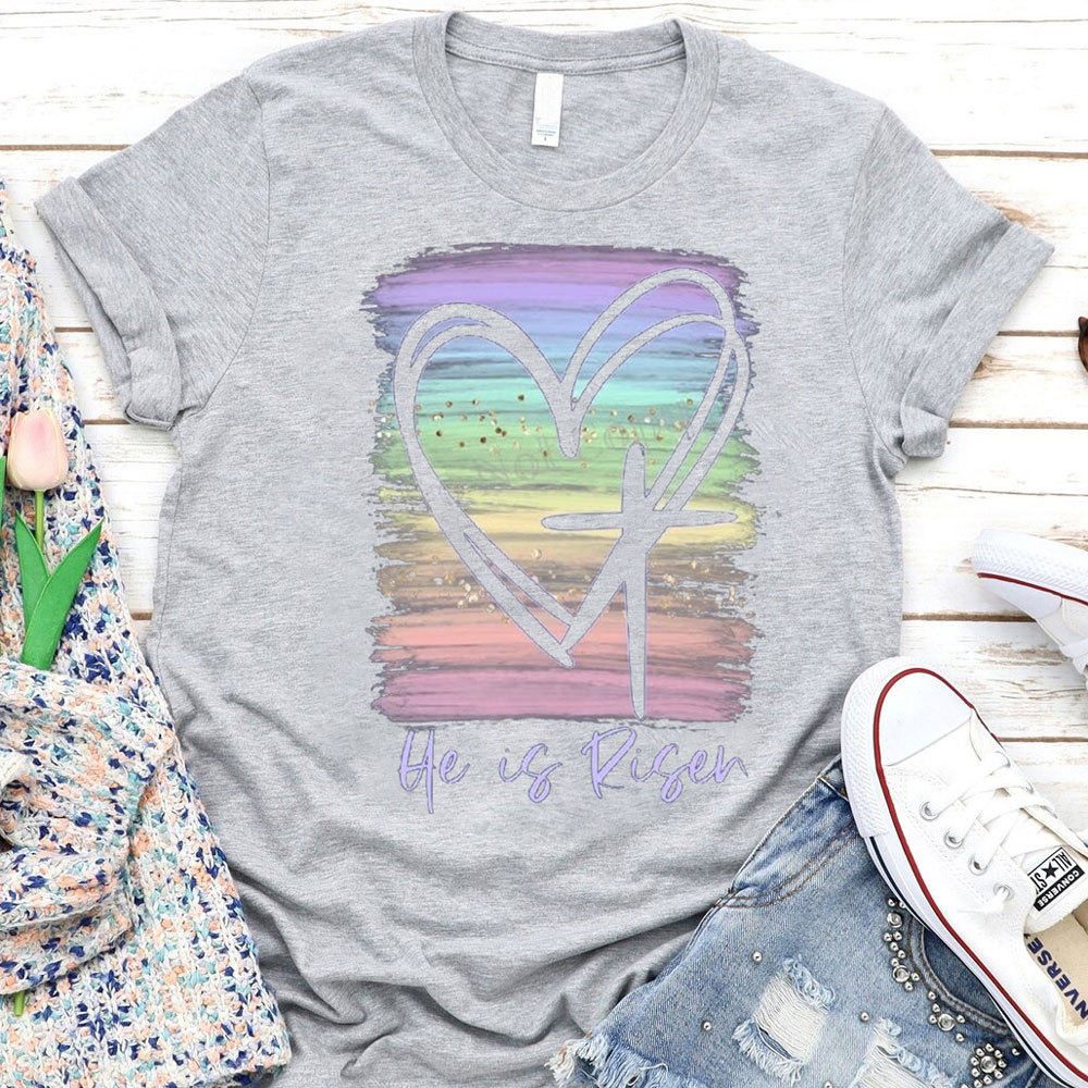 He Is Risen Pastel Christian T-Shirt