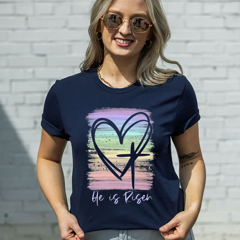 He Is Risen Pastel Christian T-Shirt