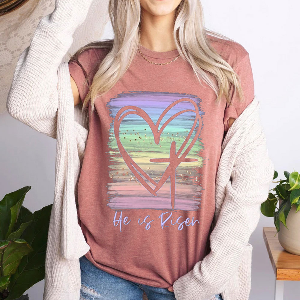 He Is Risen Pastel Christian T-Shirt