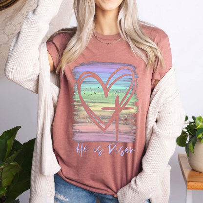 He Is Risen Pastel Christian T-Shirt