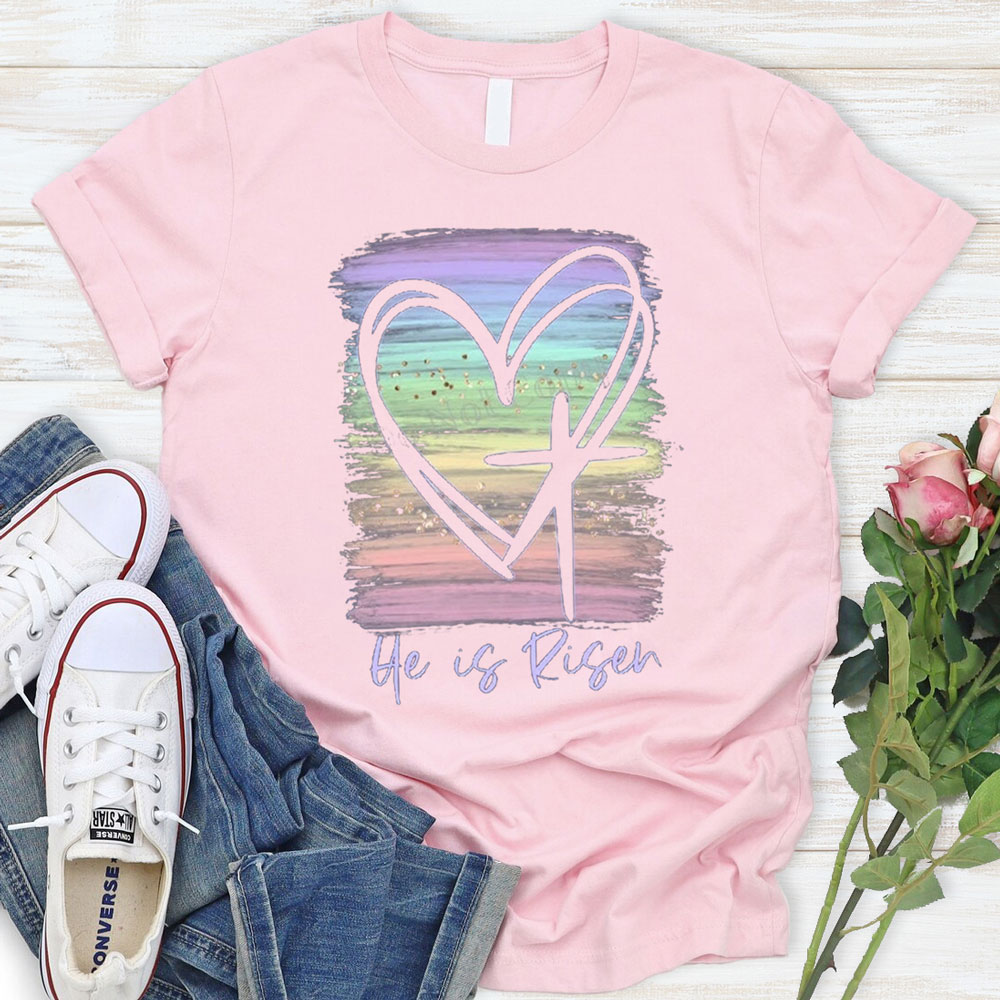 He Is Risen Pastel Christian T-Shirt