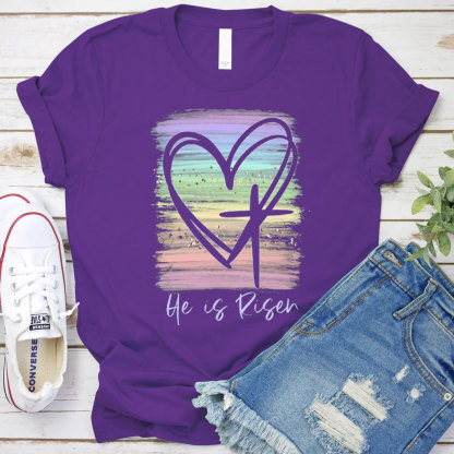 He Is Risen Pastel Christian T-Shirt