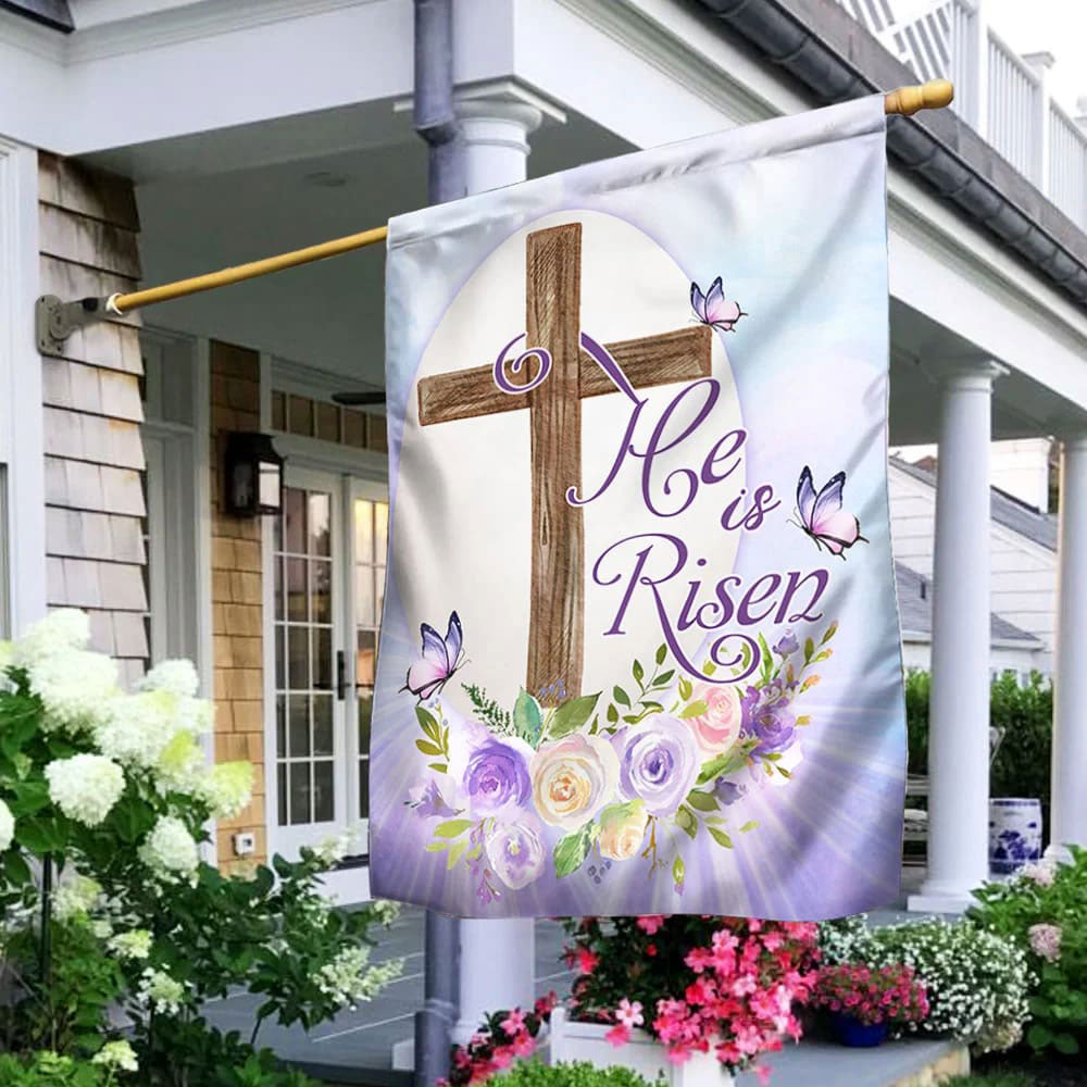 He Is Risen Religious Easter Flag