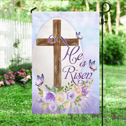 He Is Risen Religious Easter Flag