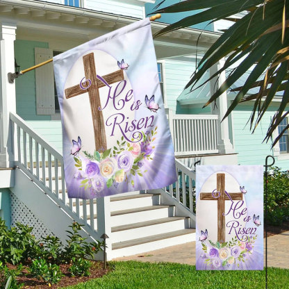 He Is Risen Religious Easter Flag