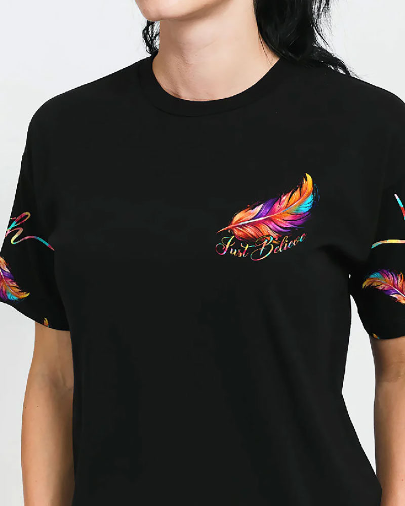 He Will Cover You With His Feathers All Over Print Christian T-Shirt