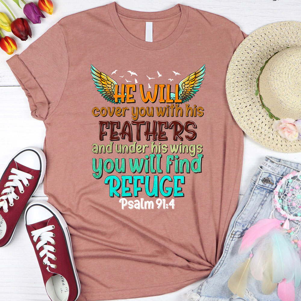 He Will Cover You with His Feathers Religious Shirt