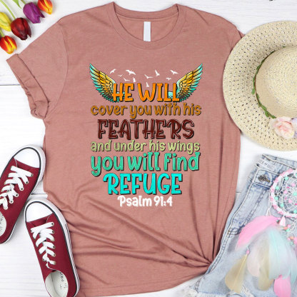 He Will Cover You with His Feathers Religious Shirt