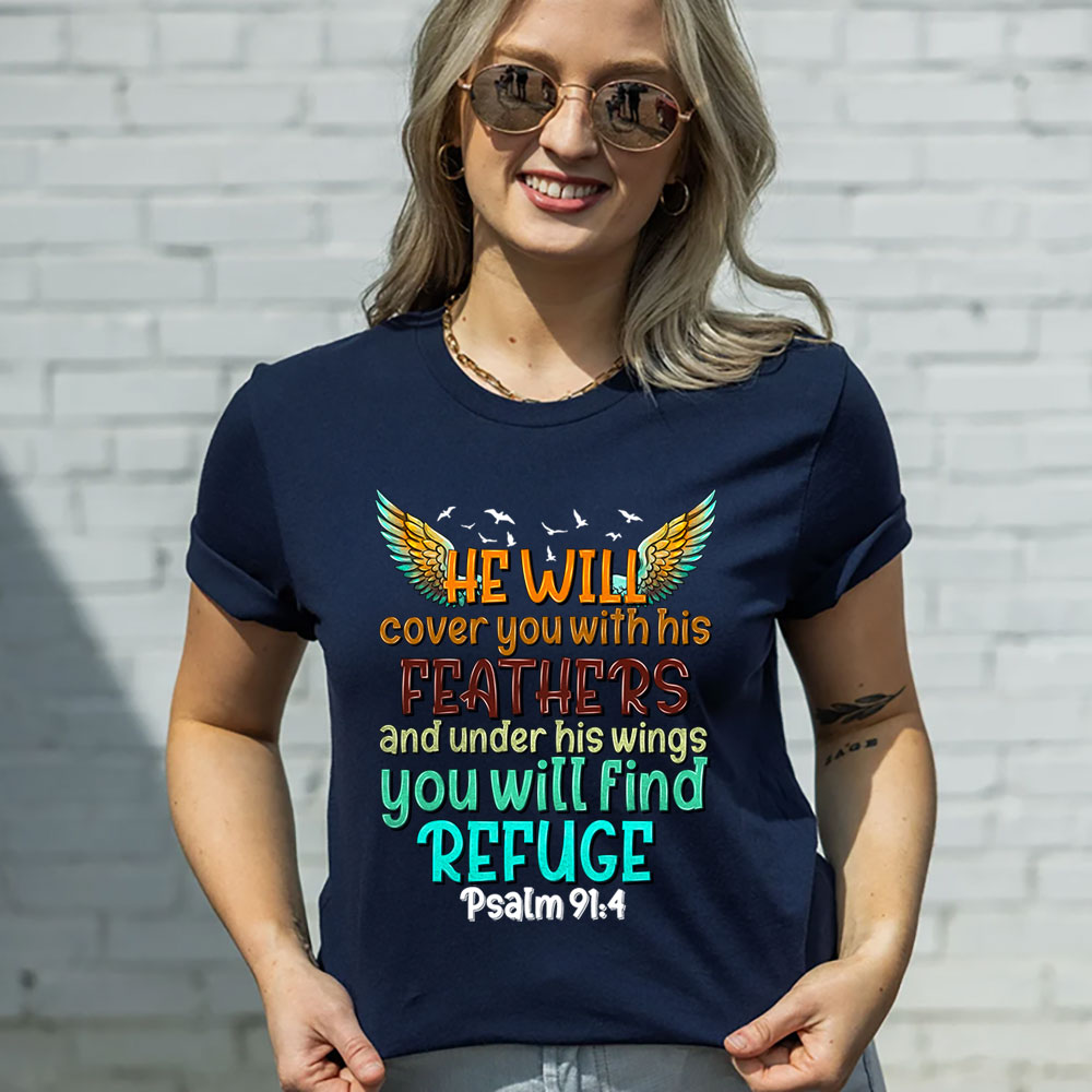 He Will Cover You with His Feathers Religious Shirt