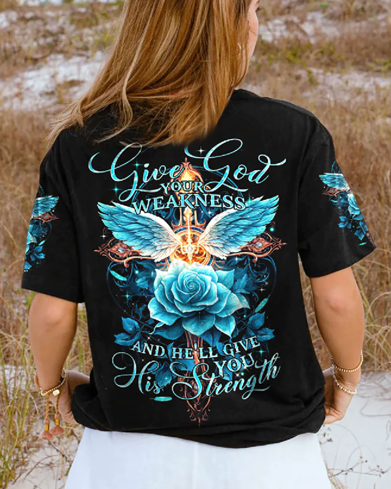 He’ll Give You His Strength All Over Print Christian T-Shirt