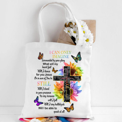 I Can Only Imagine Christian Lyric Canvas Tote Bag