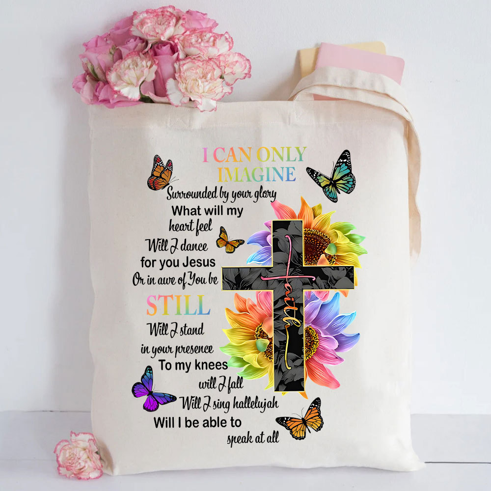 I Can Only Imagine Christian Lyric Canvas Tote Bag
