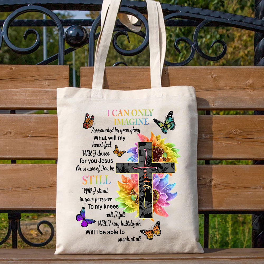 I Can Only Imagine Christian Lyric Canvas Tote Bag