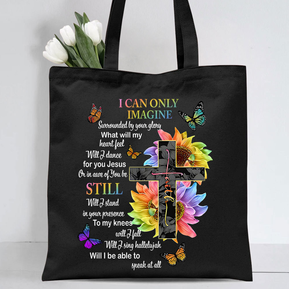 I Can Only Imagine Christian Lyric Canvas Tote Bag