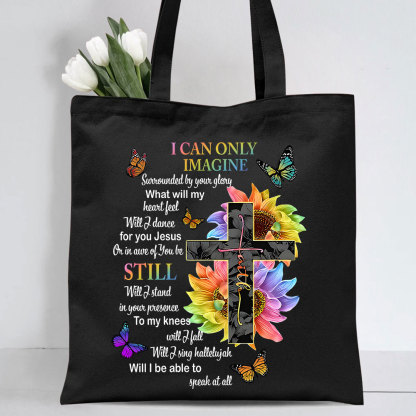 I Can Only Imagine Christian Lyric Canvas Tote Bag