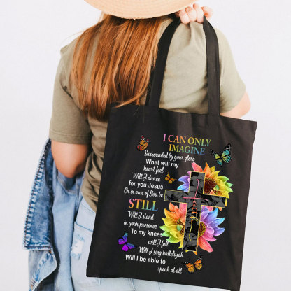 I Can Only Imagine Christian Lyric Canvas Tote Bag