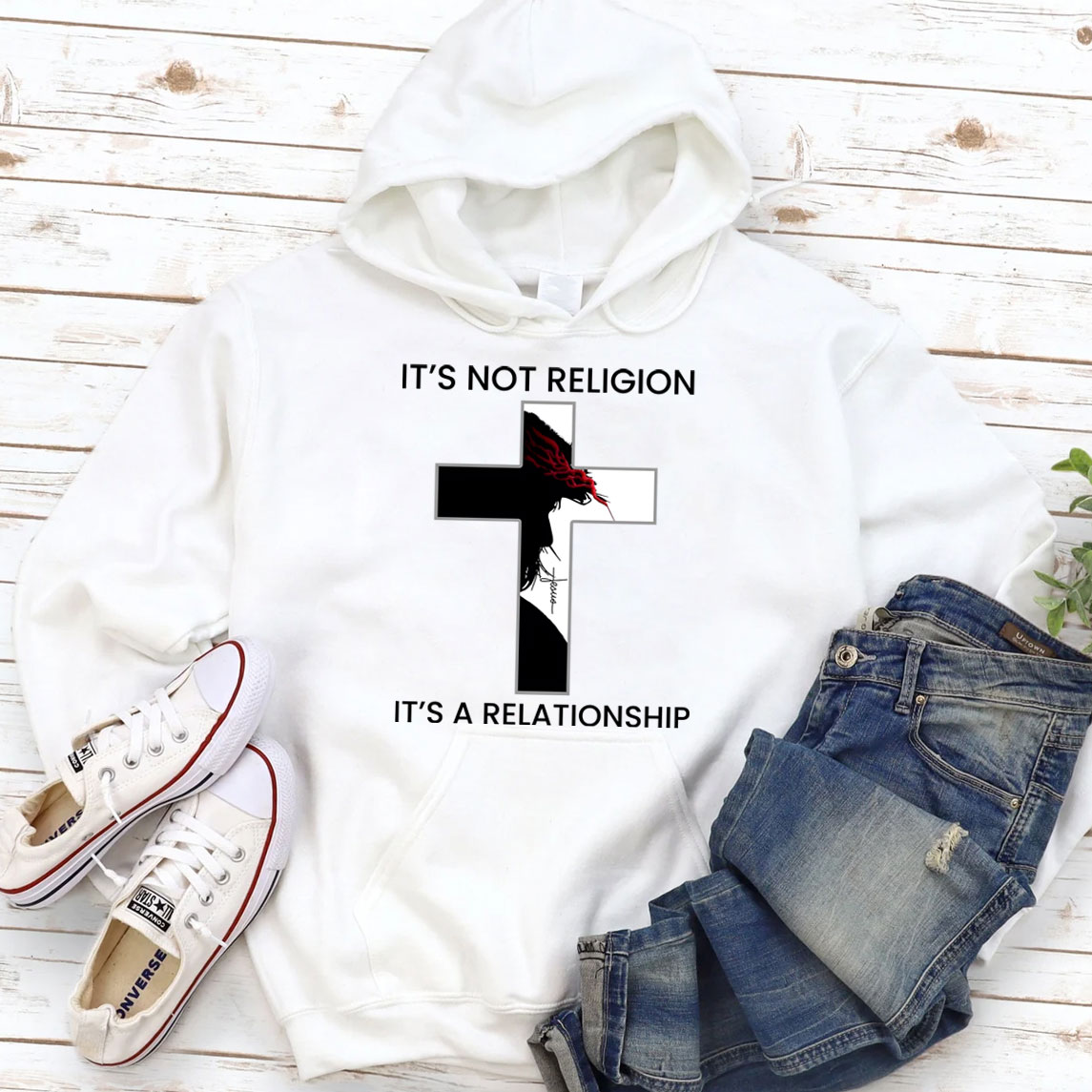 It's Not Religion It's A Relationship Jesus Cross Hoodie